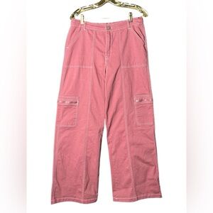 Rachel Paige Sz L Wide Leg Cargo Jeans Pink